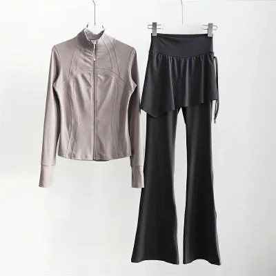 送料無料 レディース ヨガウェア 上下セット 秋冬 春着用 トレーナー ジャケット 長袖 ズボン フィットネス ランニング 登山 トレーニング ジムウェア 立襟 防寒 ストレッチ おしゃれ ロング丈 スポーツ用品 秋 冬 春着用 S M L XL 女性 楽天海外通販