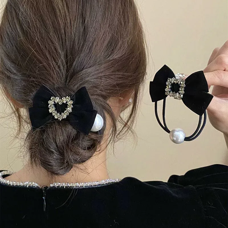 送料無料 2本セットリボンヘアゴム 大人 ヘアアクセサリー おしゃれ シンプル 上品 レディース 可愛い 髪留め 髪飾り 結婚式 パーティー まとめ髪 しっかり オフィス 通勤 お呼ばれ 披露宴 成人式 シンプル アクセサリー人気 楽天海外通販