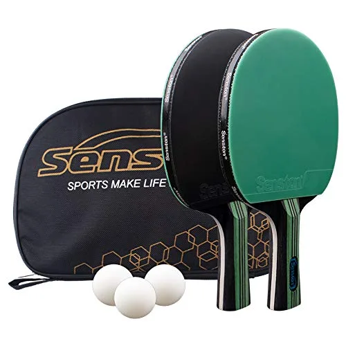 Senston Table Tennis Set, 2 Table Tennis Rackets, 1 Portable Bag, 3 Ping Pong Balls for Beginners, Medium and Advanced Players, Training and Matches