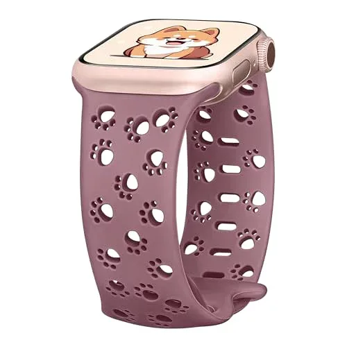 HeeNia 可愛い肉球バンド Apple Watch 38mm 40mm 41mm 42mm 対応 シリコンバンド 猫と犬の足跡の交換ベルト 可愛い 通気性 柔らかい 耐衝撃 防水 替えベルト コンパチブル Apple Watch SE 3/SE 2/SE/Series 11/10/9/8/7/6/5/4/3/2/1
