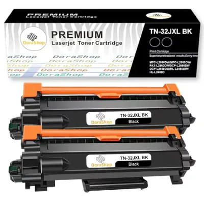 Brother用 ブラザー TN-32JXL-BK*2( TN32JXL BK*2 ) 大容量 互換トナーカートリッジ 「2本ブラック」 対応機種:MFC-L2880DW、MFC-L2860DW、FAX-L2800DW、DCP-L2660DW、DCP-L2600DW、HL-L2460DW、HL-L2400D国際規格ISO9001認証工場生産 DoraShop