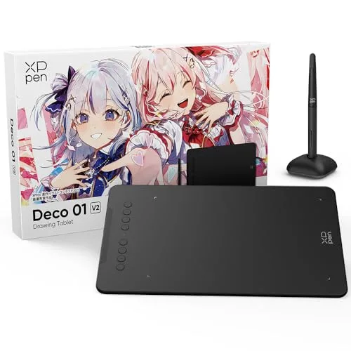 XPPen ペンタブレット Decoシリーズ 板タブ スマホ対応 絵描きペンタブ ペイントソフト付き Androidに対応 イラストコンテスト記念版 Deco01V2