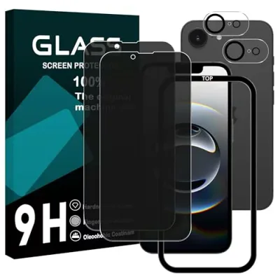 対応 iPhone 16E/17E ガラスフイルム 覗き見防止 2+2枚セット AGC旭硝子 ガイド枠付き iPhone 17e フイルム のぞき見防止 (2枚) + レンズ保護フィルム (2枚) iPhone16e/ 17e 液晶 保護フィルム のぞき見 プライバシーフィルム 強化ガラス