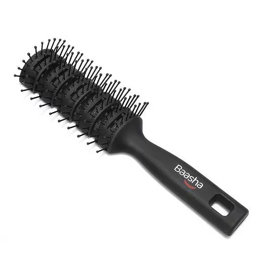 Baasha ヘアブラシくし 静電気防止髪くし ス抜け髪予防 スタイリング ヘアケアブラシ 絡まない 美髪 メンズ レディースに適用 - ブラック