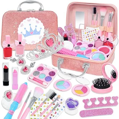 ของเล่นแต่งหน้า VBACALA, ระบายสีได้, ชุดแต่งหน้า 32 ชิ้น, เด็กผู้หญิง, ของเล่นแต่งตัว, เจ้าหญิง, บ้านเด็กเล่น, เล็บ, เล่นแกล้งทำเป็น, แต่งหน้า, ของเล่น, รวมกระเป๋าถือ, คริสต์มาส...