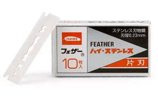 FEATHER(フェザー) ハイ・ステンレス 片刃 10枚入 箱 日本製 替刃 カミソリ メンズ 10個 (x 1)