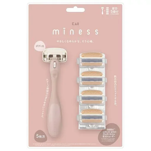 貝印 miness マイネス カミソリ ボディ用 クラブパック 替刃5個付 T字 ムダ毛 5枚刃 GA0155