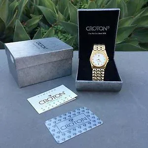 【送料無料】 croton c13743w gold watch quartz 100m water resistant rare luxury 250 msrp