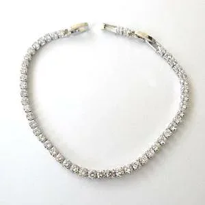 【送料無料】イタリアン ブレスレット テニスコートブレスレットシルバーカラーbracciale tennis colore argento con zirconi bianchi 17 19 cm 3 mm 25 zz