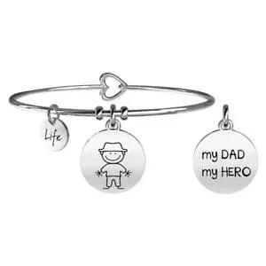 【送料無料】イタリアン ブレスレット ステンレススチールカフペンダントbracciale kidult da donna famiglia in acciaio per figlia con ciondolo padre pap