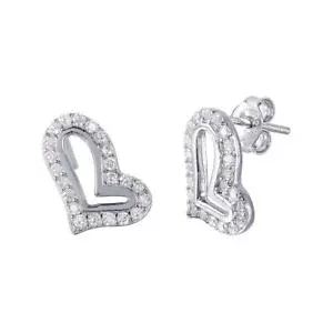 【送料無料】ピアス レディーススターリングシルバーオープンサイドウェイハートピアス damen sterling silber 925 ene seite way herz cz ohrringe