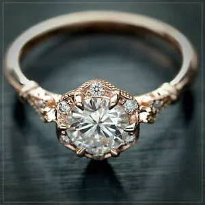 【送料無料】ネックレス 115 ctカットmoissanite9k115 ct flower halo round cut moissanite engagement wedding ring 9k rose gold