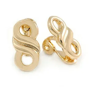 【送料無料】アクセサリー ネックレスイヤリングモチーフpendientes clip pequeo infinity motivo en metal chapado en oro pulido 20mm de alto