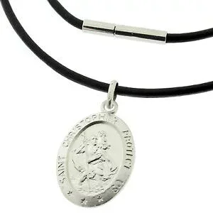 【送料無料】アクセサリー ネックレスカスタムシルバーブラックレザーネックレスcuero negro collar personalizado de plata 925 san cristbalviaje seguros regalo