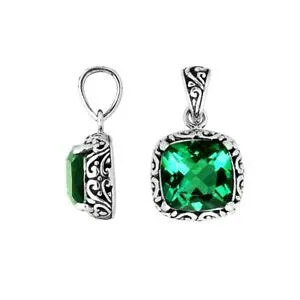 【送料無料】アクセサリー ネックレススターリングシルバーペンダントクッショングリーンフォームplata de ley cojn forma colgante con cuarzo verde ap6182gq