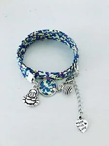 【送料無料】ジュエリー・アクセサリー ブレスレットペンダントアイデアbracelet liberty fleuri avec pendentif bouddha et perle a parfumer, idee cadeau