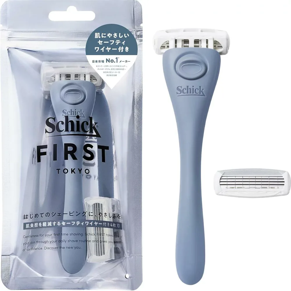 Schick(シック) シックファースト シェービング ホルダー(刃付き+替刃1コ) デニムインディゴ 髭剃り カミソリ