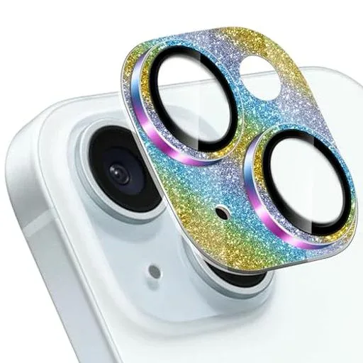 WoPail カメラフィルム iPhone 15/iPhone 15 Plus 用 キラキラ カメラ保護 カメラカバー カラー
