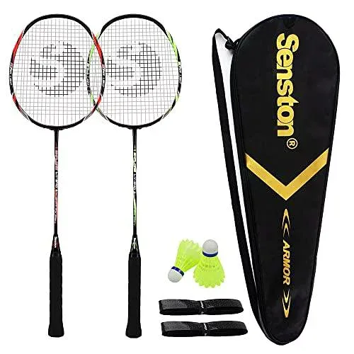 Senston 2本組みバドミン トンラケットセットカーボンファイバーバドミン トンラケット-1つのキャリングバッグが含まれています