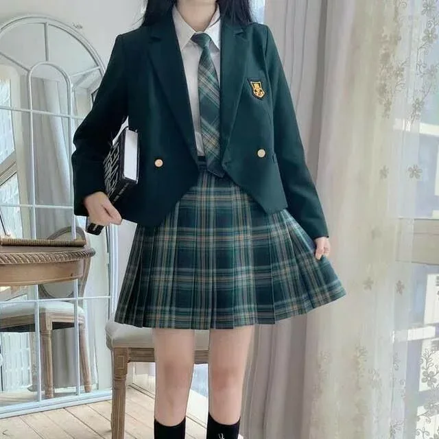 卒業式スーツ 4点セット 女の子 かっこいい 子供服 女子高生 制服 小学生 中学生 高校生 入学式 卒業式 学園祭 女子 学生服 上下 高校生 おしゃれ 可愛い セット スカート ブレザー ネクタイ シャツ プリーツスカート チェック柄 春 送料無料