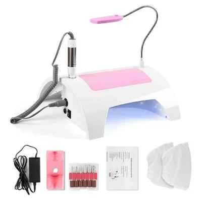 ネイルアート5 in 1多機能ネイル研磨ベルト専門のネイルライト ネイル掃除機 60W 30000RPM UV LEDネイルランプ集塵機ポリッシュマシンサロン マニキュアストア 家庭用UVジェル硬化ランプドライヤー