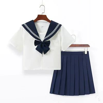 コスチューム衣装 可愛い セーラー服 コスプレ スカート 二本線 リボン セットアップ 大きいサイズ 女子 制服 半袖 JK 高校生 学園祭 レディース セーラー襟 ハロウィン コスプレ学生服