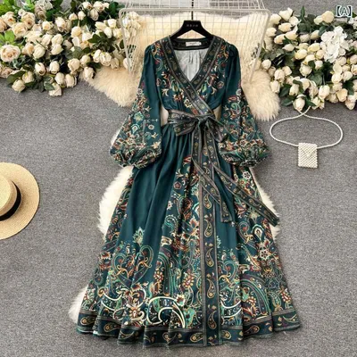 ワンピース シフォンワンピース レディース ロングワンピース シャツワンピース ワンピース シフォンワンピース レディース ロングワンピース シャツワンピース 2024 早春 フレンチ 高級 ワンピース レースアップ ウエスト プリント ドレス レディー