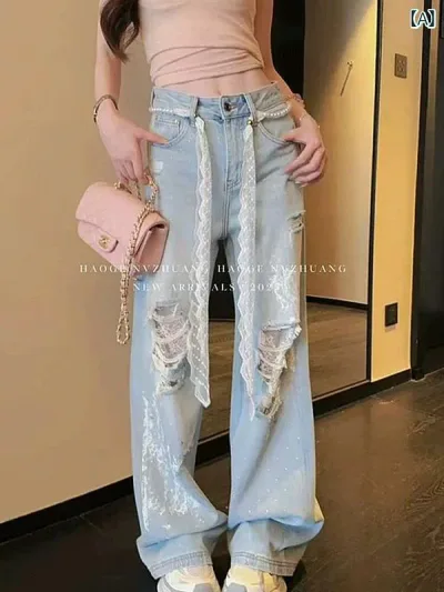 ポンチ カーブ パンツ ワイドパンツ フレアパンツ とろみ 美脚 ポンチ カーブ パンツ ワイドパンツ フレアパンツ とろみ 美脚 の ファッション レース 破れ ワイド レッグ ジーンズ レディース ストレート パンツ ハイウエスト スリム