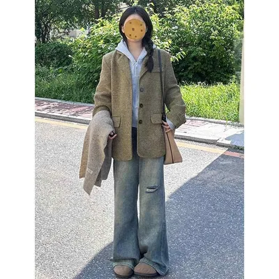 コート レディース 秋冬 高級感 ショート丈 スーツ風 ウール素材 ゆったりシルエット カジュアルスタイル 小柄対応 合わせやすい アウター 軽量 暖かみ 通勤用 普段使い