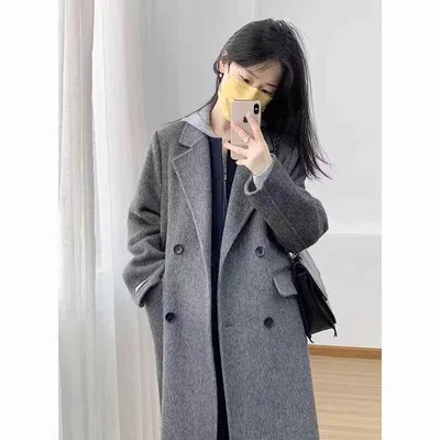 コート 女性用 ウール混紡 中長丈 ゆったりシルエット 小柄対応 秋冬 防寒 暖か素材 日常使い ロング丈 アウター