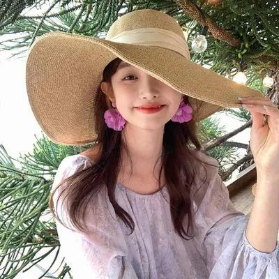 麦わら帽子 大つば ワイドブリム UVカット 日焼け防止 遮陽 ビーチ 海辺 リゾート 夏用 草編み 軽量 通気性 涼しい 女性用 ファッション