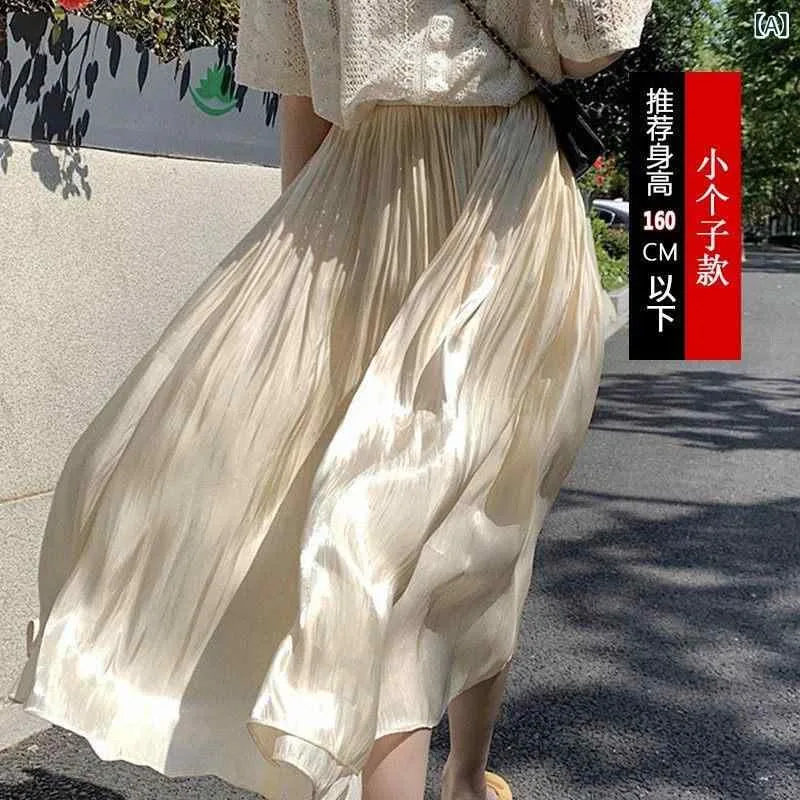 スカート プリーツスカート ショートスカート シルク プリーツスカート レディース 夏 ハイウエスト スリム S M ロング ストリーマー aライン スカート アンブレラ