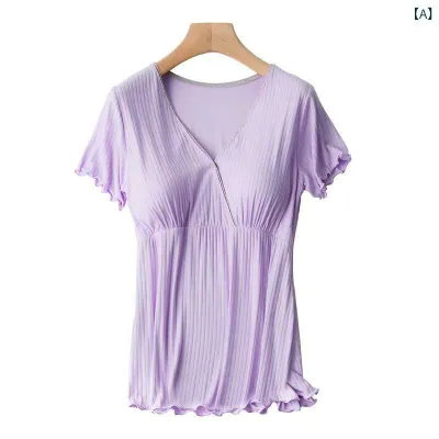 パジャマ レディース マタニティ 授乳服 半袖 上下セット 夏用 接触冷感 部屋着 ルームウェア 産前 産後 授乳期 薄手 胸パッド付き ゆったり 体型カバー 大きいサイズ 着痩せ 妊婦用 パジャマセット トップス ボトムス セットアップ 吸湿速乾 通気
