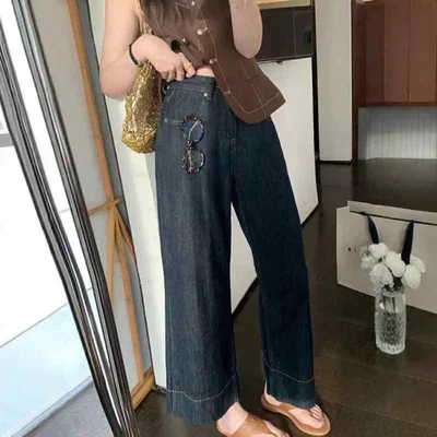デニムパンツ レディース ストレートパンツ ジーパン ズボン ボトムス ハイウエスト 切り替え 大きいサイズ ゆったり 体型カバー 着痩せ 細見え 脚長効果 美脚効果 ロング丈 カジュアル 通勤 通学 アウトドア お出かけ 普段使い おしゃれ かわいい