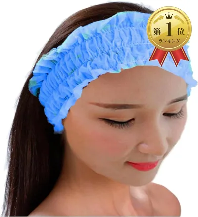 【楽天ランキング1位入賞】使い捨てヘアバンド ヘアキャップ 100pc ヘアターバン ヘッドバンド 不織布 洗顔 ブルー (Blue)