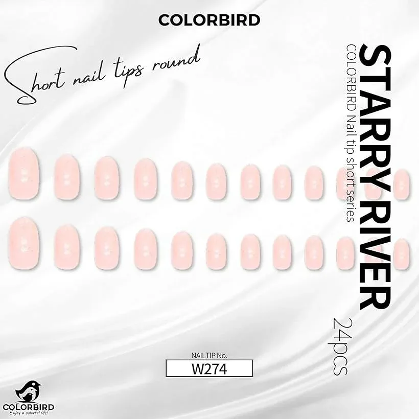 ネイルチップ ショート 24枚 付け爪 短め 可愛い ポイント W274 (ピンク, ショート)