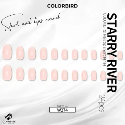 ネイルチップ ショート 24枚 付け爪 短め 可愛い ポイント W274 (ピンク, ショート)