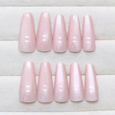 ネイルチップ ロング 24枚 マグネットネイル ピンク 付け爪 短め 可愛い バレリーナ MY105 (ピンク, ロング)