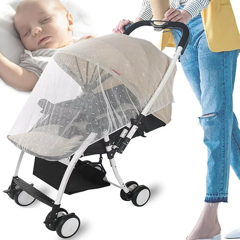 parabito22 ベビーカー蚊帳 ベビー蚊帳 蚊帳ベビー 虫除け 日よけ 風よけ ネット カバー baby car 虫除けネット (ホワイト)