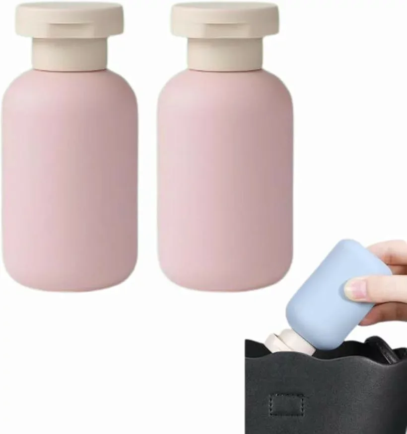 Shampoo Bottle Travel Refillable Bottle Portable (Pink, 100ml)