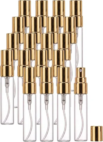 スプレーボトル 香水 アトマイザー 詰め替え ガラス 容器 20本セット ミニ (透明, 5ml)