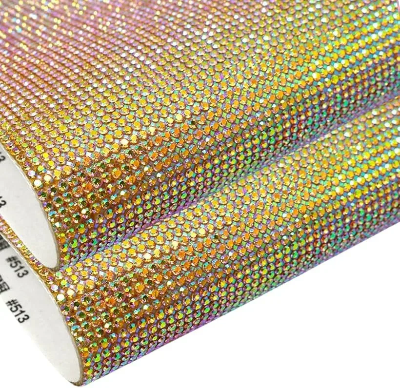 ラインストーンシール 2枚セット 自己粘着 デコシール クリスタル 大判 DIY キラキラ装飾 (ゴールド6号, 12x20CM)
