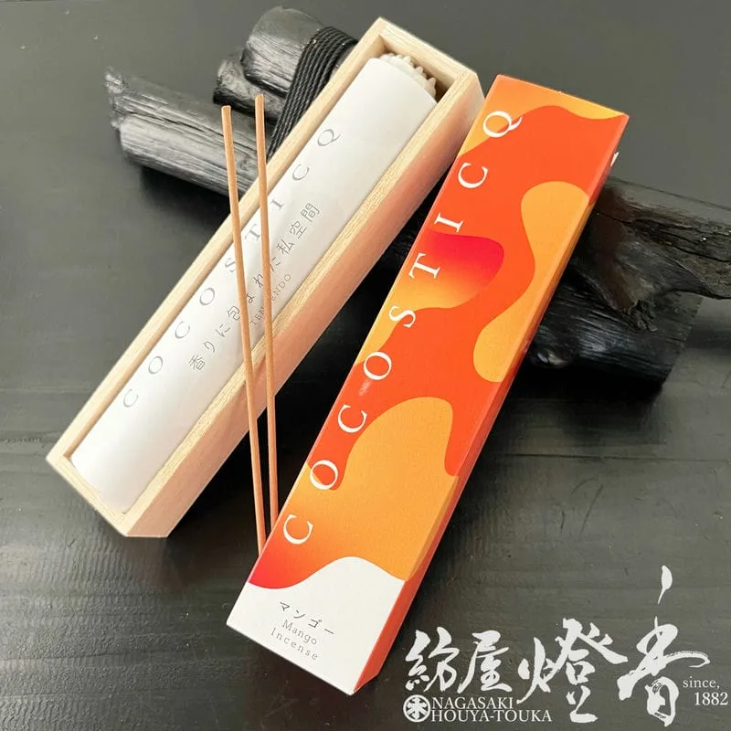 お香 COCOSTICQ マンゴー 香りに包まれた私空間 スティック 40本 陶製香立付 天年堂 / Mango 果実 フルーツ ココスティック インセンス 久留米 てんねんどう 洋風香 室内香 癒し 部屋焚き アロマ プロポリス配合 ストレス 瞑想 リラクゼーション / 紡屋燈香 ほうやとうか