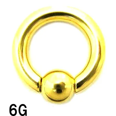 18GP ボディピアス 18ゴールドプレーティット ビーズリング 【6G】(14、16)mm ★メール便翌日到着300円★