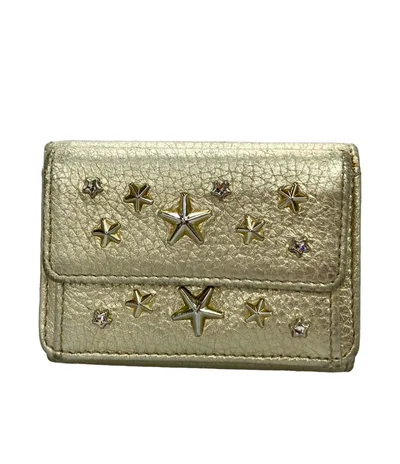 【全品5%OFFクーポン10日0時〜14日23:59迄】【中古】 ジミーチュウ 三つ折り財布 レザー レディース Jimmy Choo