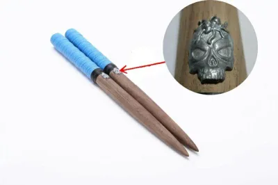 激安!送料無料/太鼓の達人専用マイバチ/35cm/クロクルミ(黒胡桃)/髑髏(ドクロ)エンブレムつき/ブルードクロ/朴の木/ACゲーム/wii
