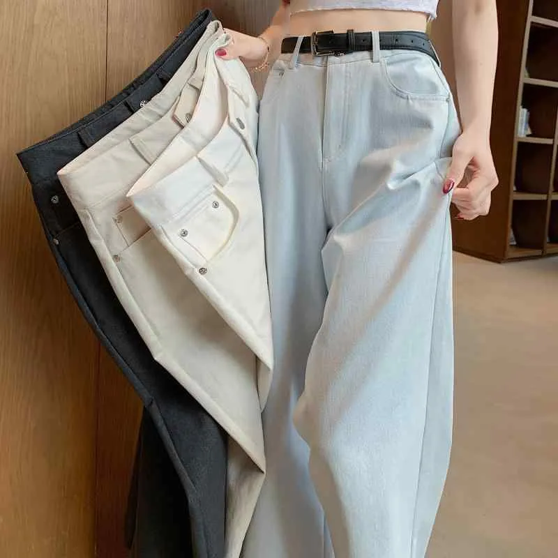 レディース デニムパンツ 9分丈 ワイドレッグ ストレート ブルー系 春 洗いざらしコットン ゆったりシルエット 細見え効果 小柄向け 普段使い カジュアルボトムス