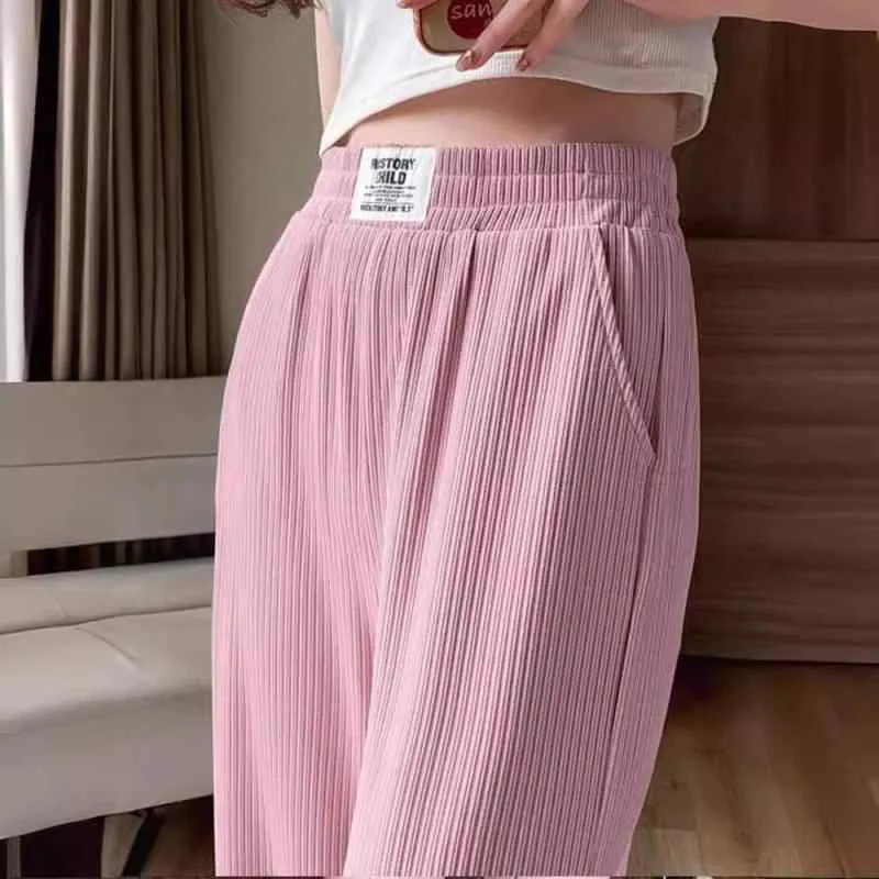 レディース ワイドパンツ 接触冷感 ハイウエスト ニット 落ち感 カジュアル ストレート 夏用 薄手 軽量 吸湿速乾 再生繊維 普段使い ビッグシルエット