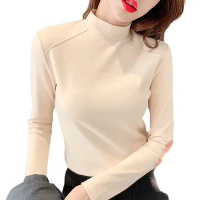Women's Innerwear, Autumn/Winter, Warm, Long Sleeve, Half Turtleneck Top, Slim Fit, Stretchy, Layering, Everyday Use