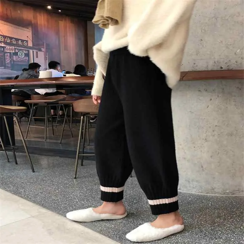レディース ニット パンツ ワイド ハイウエスト ゆったり カジュアル 普段使い 9分丈 秋冬 柔らかい 伸縮性